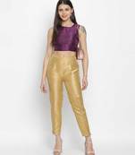 Tasor purple Dupion silk women crop top