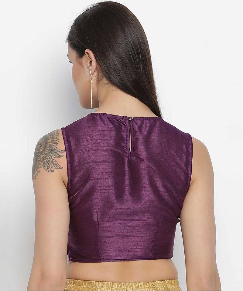 Tasor purple Dupion silk women crop top