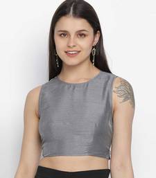 Kason grey Dupion silk women crop top