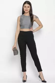 Kason grey Dupion silk women crop top