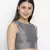 Kason grey Dupion silk women crop top