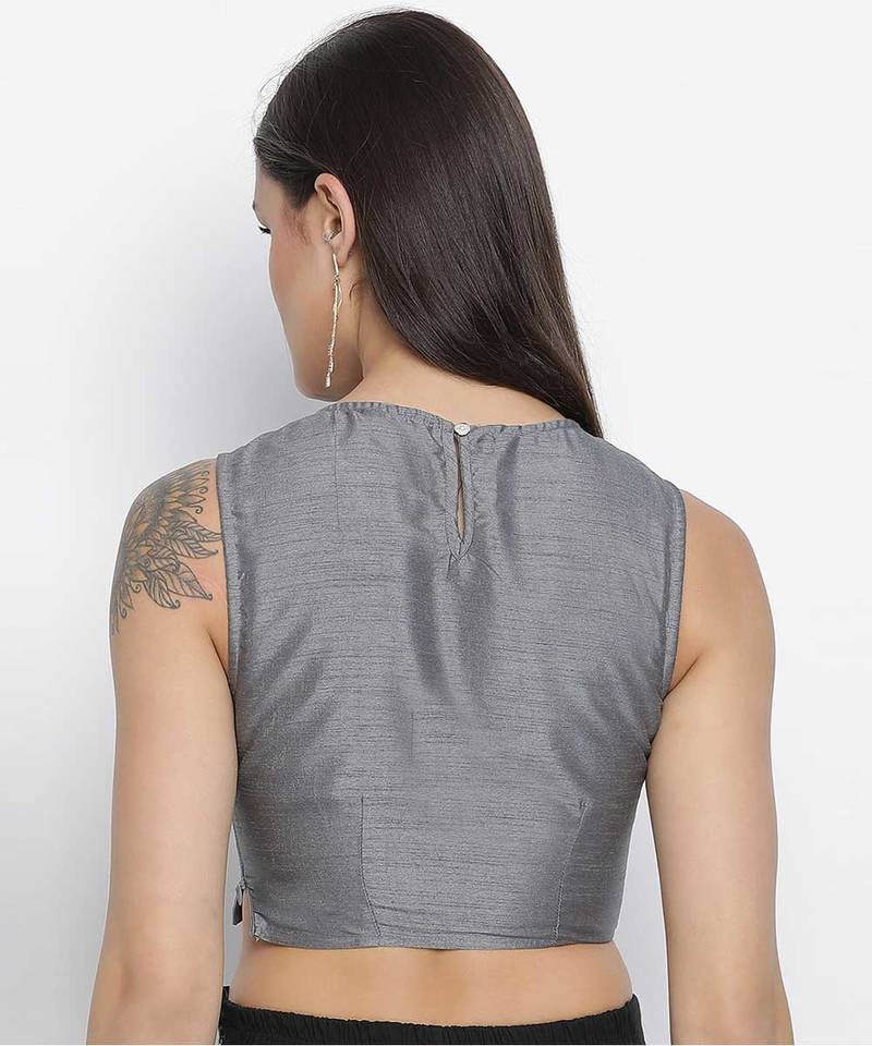 Kason grey Dupion silk women crop top