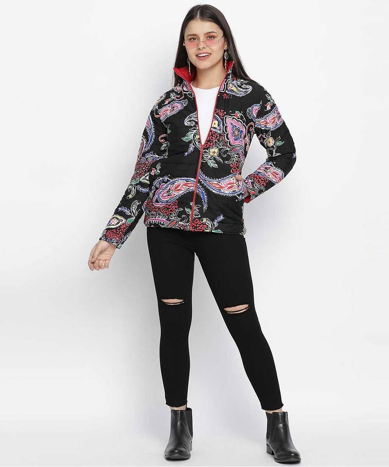 Oddity printed smart print reversible quilted women jacket