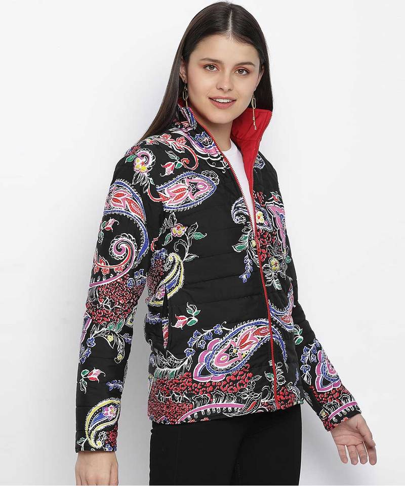 Oddity printed smart print reversible quilted women jacket