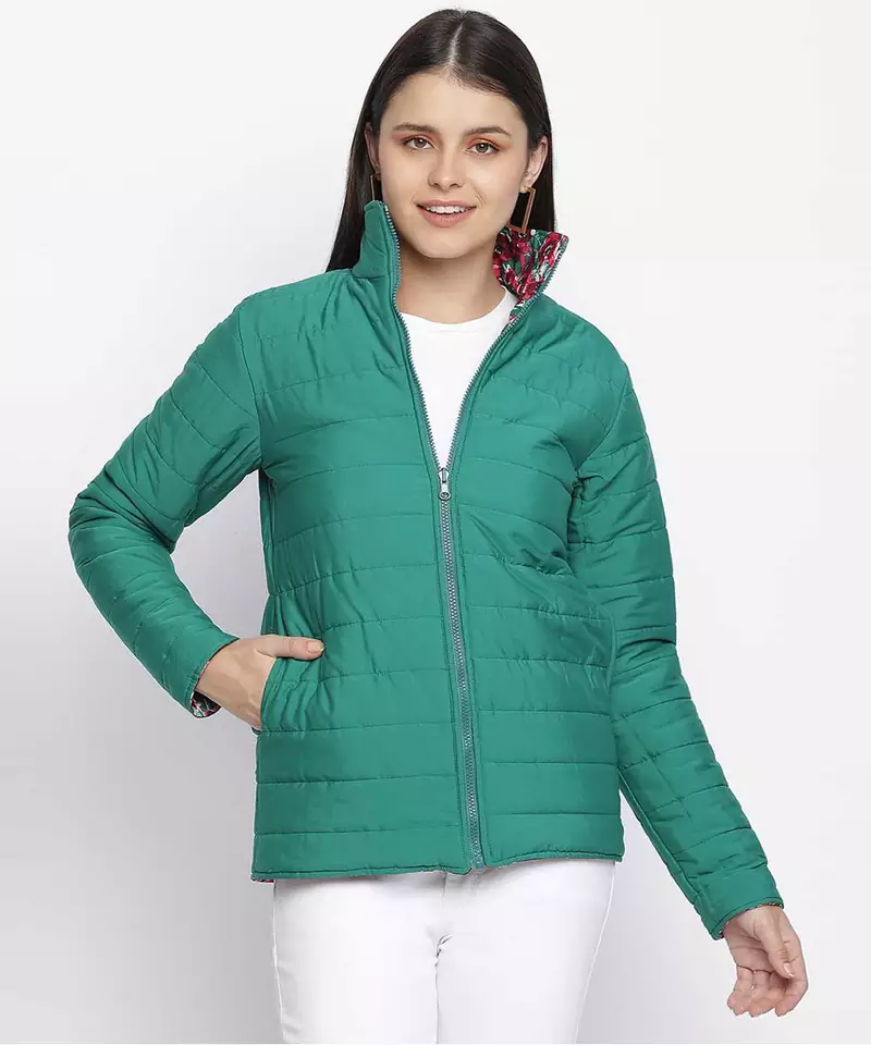 Sweetheart floralratic reversible quilted women jacket