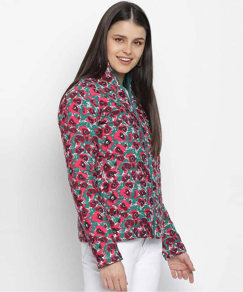 Sweetheart floralratic reversible quilted women jacket