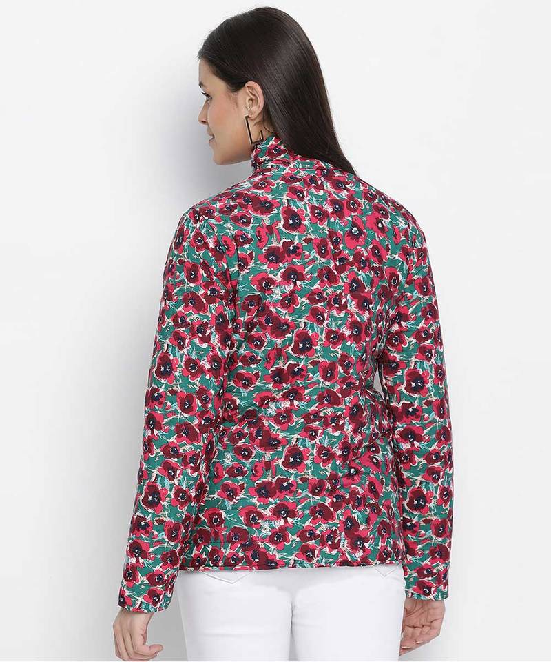 Sweetheart floralratic reversible quilted women jacket