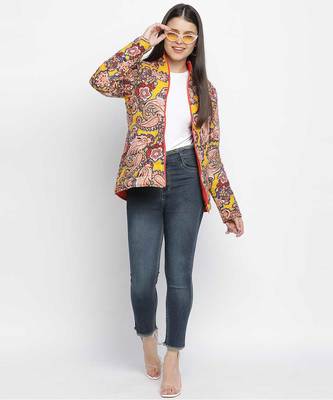 Venus abstract print reversible quilted women jacket 2
