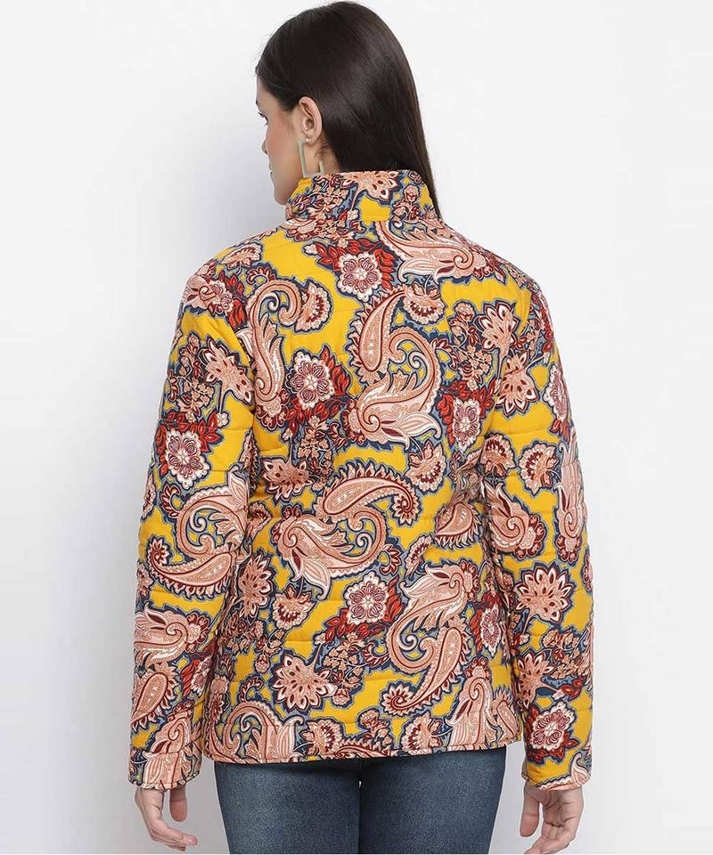 Venus abstract print reversible quilted women jacket