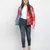 Beautus red floral print reversible quilted women jacket