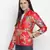 Beautus red floral print reversible quilted women jacket