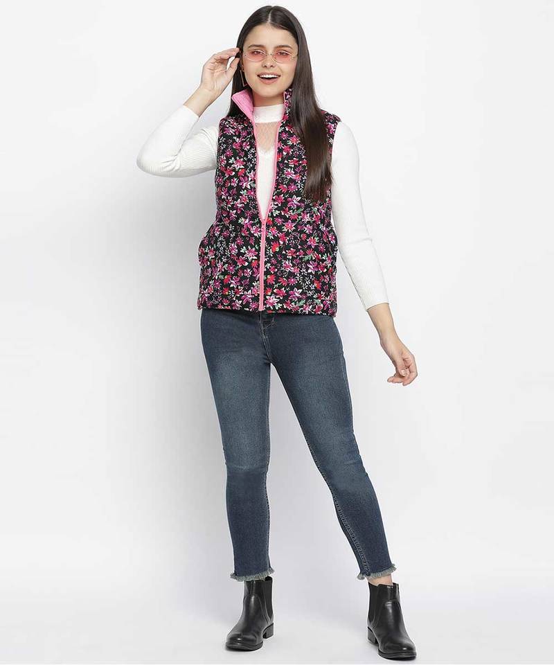 Whiz Bhang floral print reversible quilted women jacket