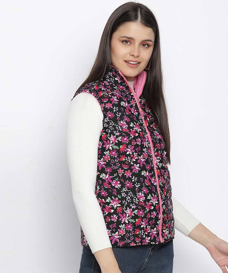 Whiz Bhang floral print reversible quilted women jacket