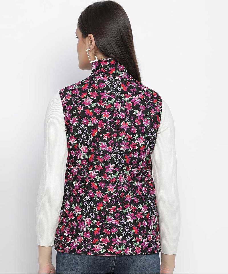 Whiz Bhang floral print reversible quilted women jacket