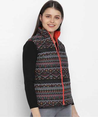 Larking symmetrical print  reversible quilted women jacket 3