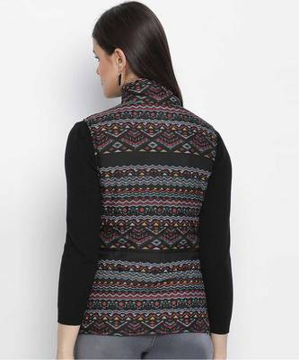 Larking symmetrical print  reversible quilted women jacket 4