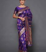 Glemora Purple Designer Ethnic Wear Silk Blend  Traditional Saree