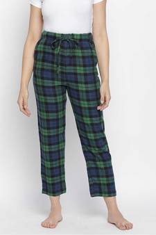 Soft green brush check women nightwear pajama
