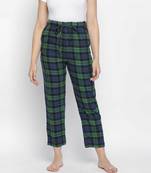 Soft green brush check women nightwear pajama