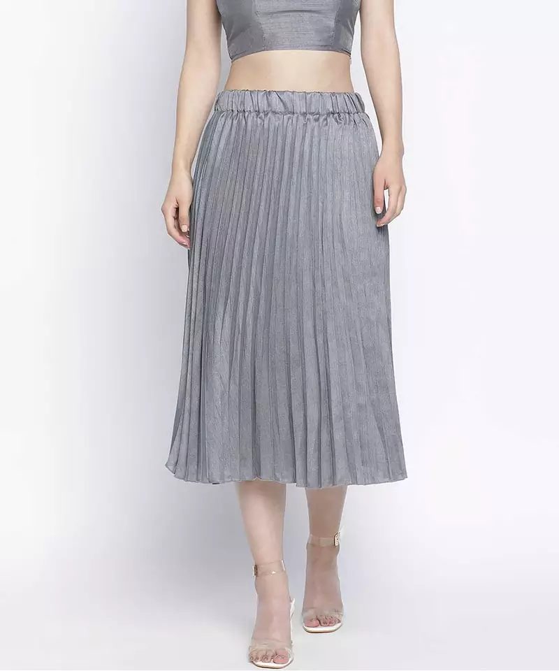 Gazzing Grey pleated women skirt