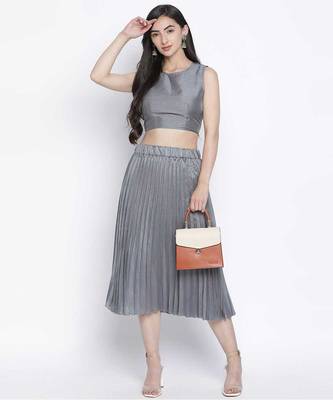 Gazzing Grey pleated women skirt 2