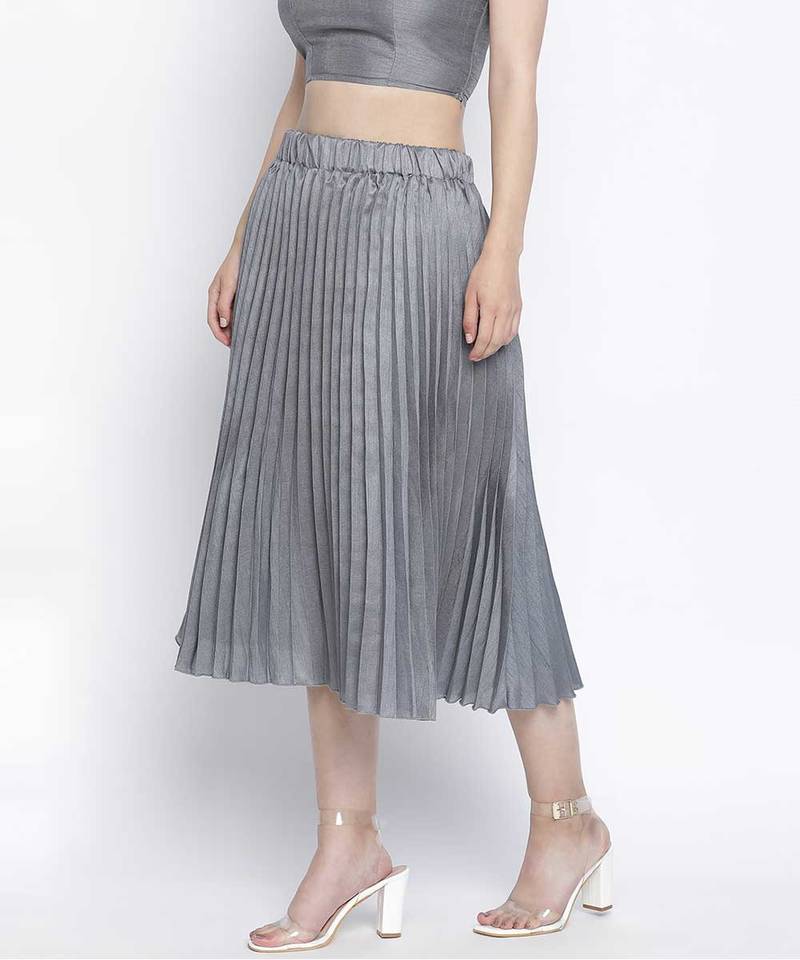 Gazzing Grey pleated women skirt
