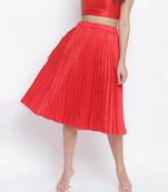 Hearted red pleated women skirt