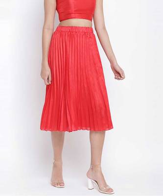 Hearted red pleated women skirt 3
