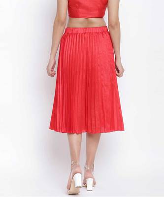 Hearted red pleated women skirt 4