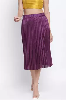Bamber purple pleated women skirt