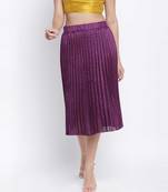 Bamber purple pleated women skirt