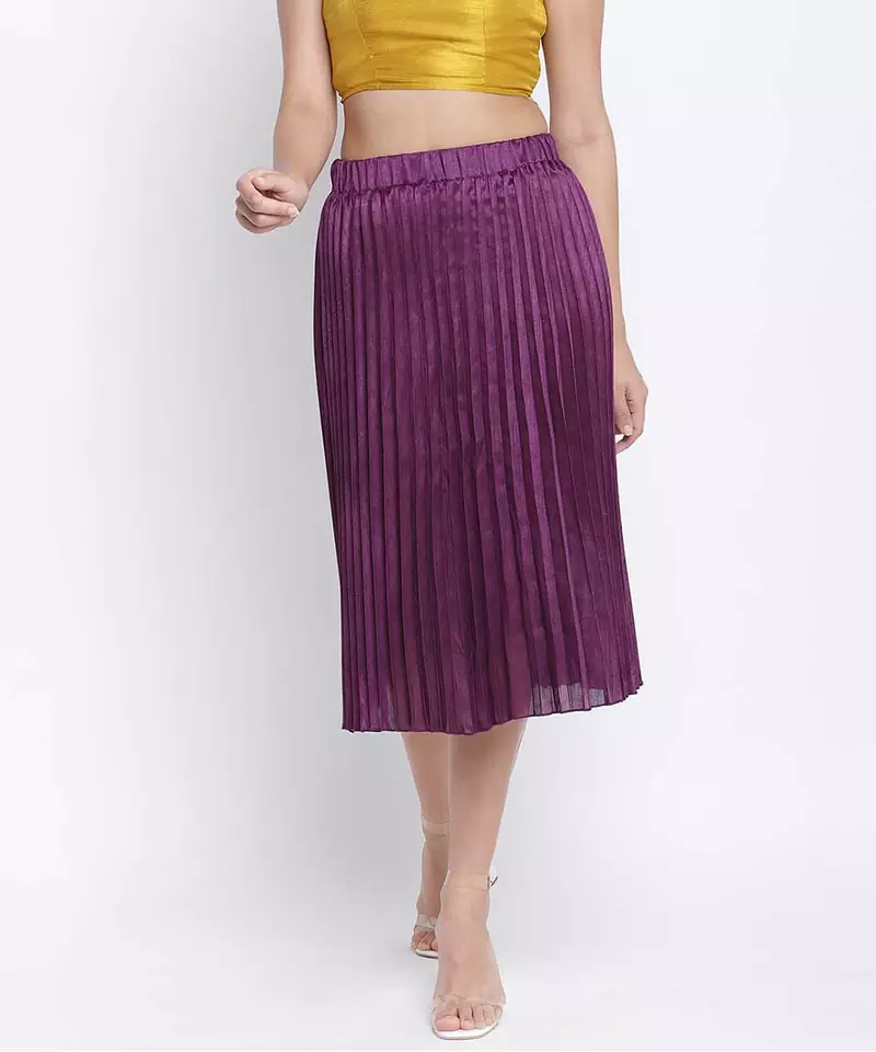 Bamber purple pleated women skirt