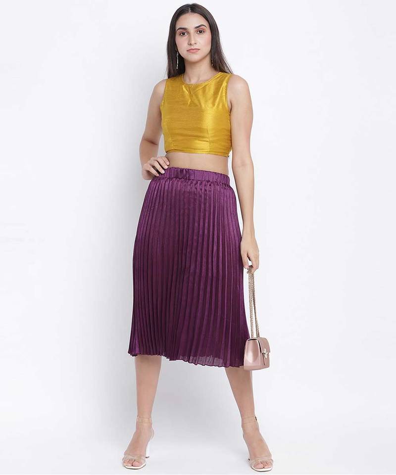 Bamber purple pleated women skirt