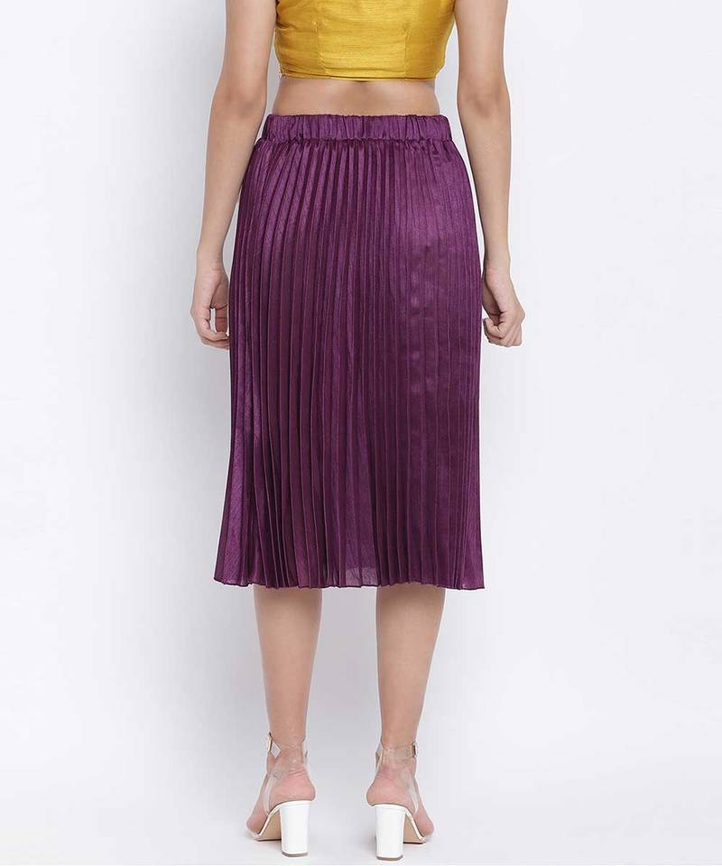 Bamber purple pleated women skirt