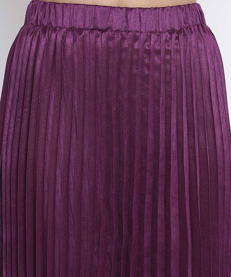 Bamber purple pleated women skirt