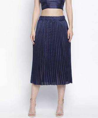 Staple navy blue women pleated skirt 1