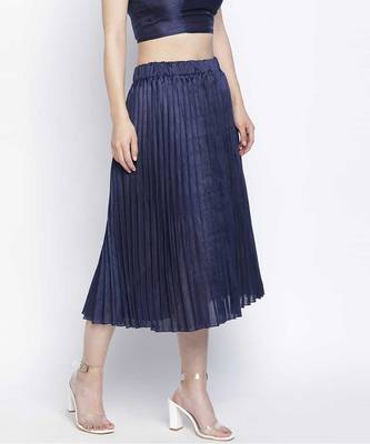 Staple navy blue women pleated skirt 3