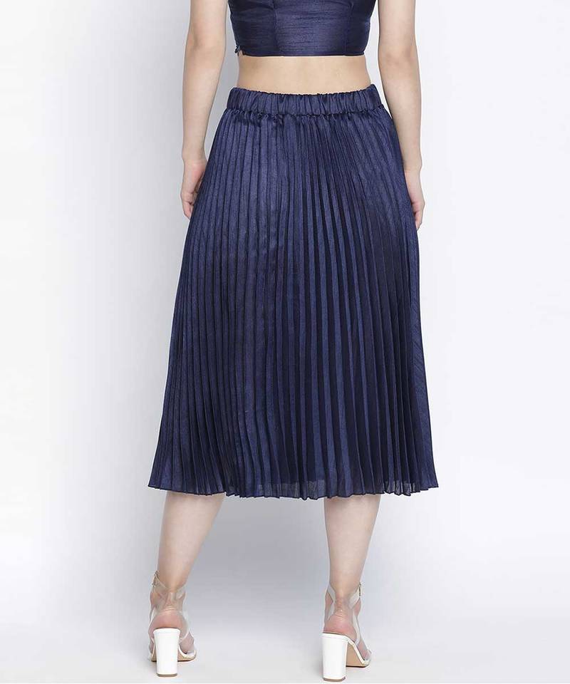 Staple navy blue women pleated skirt
