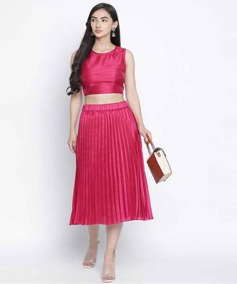 Mobble pink women pleated skirt 2
