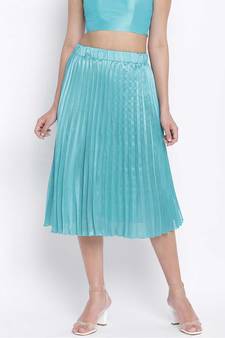 Cold turq pleated women skirt