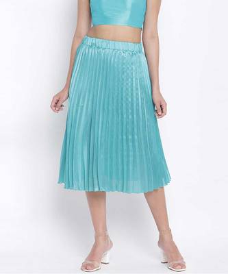 Cold turq pleated women skirt 1