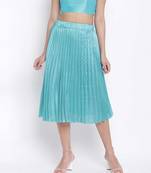 Cold turq pleated women skirt