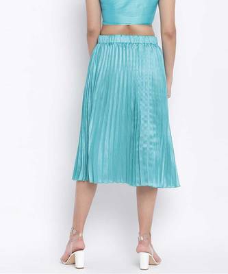 Cold turq pleated women skirt 4