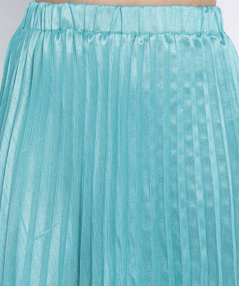 Cold turq pleated women skirt