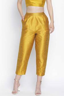 Mustard dasher Dupion silk  women pant