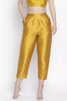 Mustard dasher Dupion silk  women pant