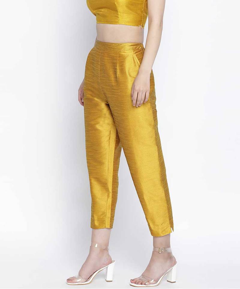 Mustard dasher Dupion silk  women pant