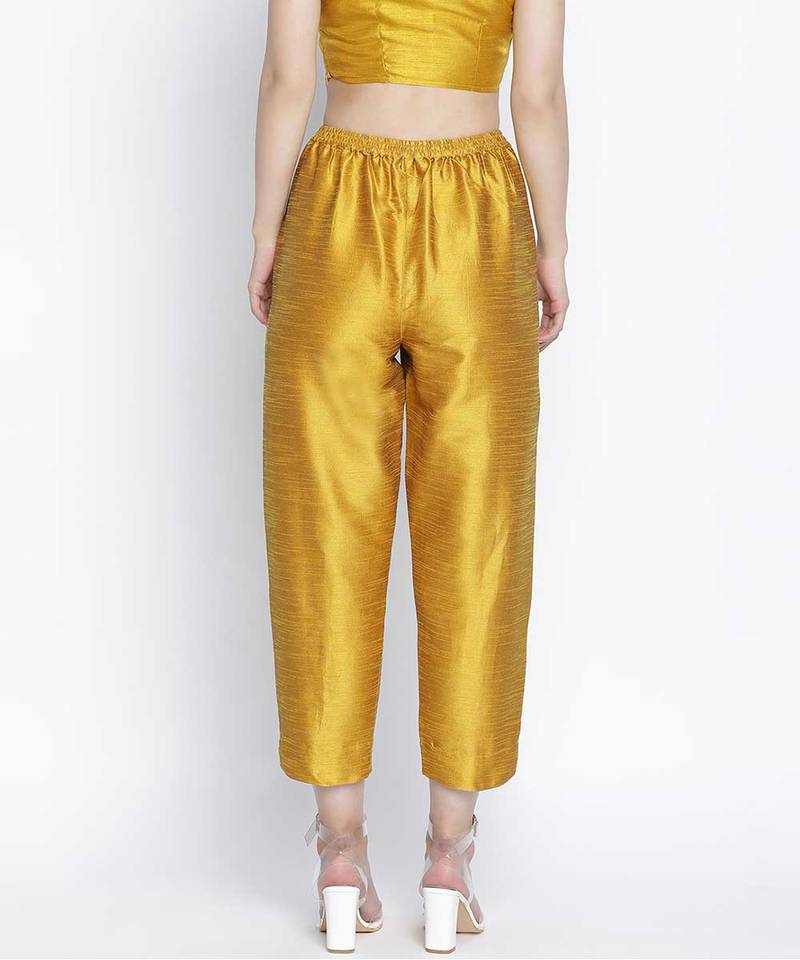Mustard dasher Dupion silk  women pant