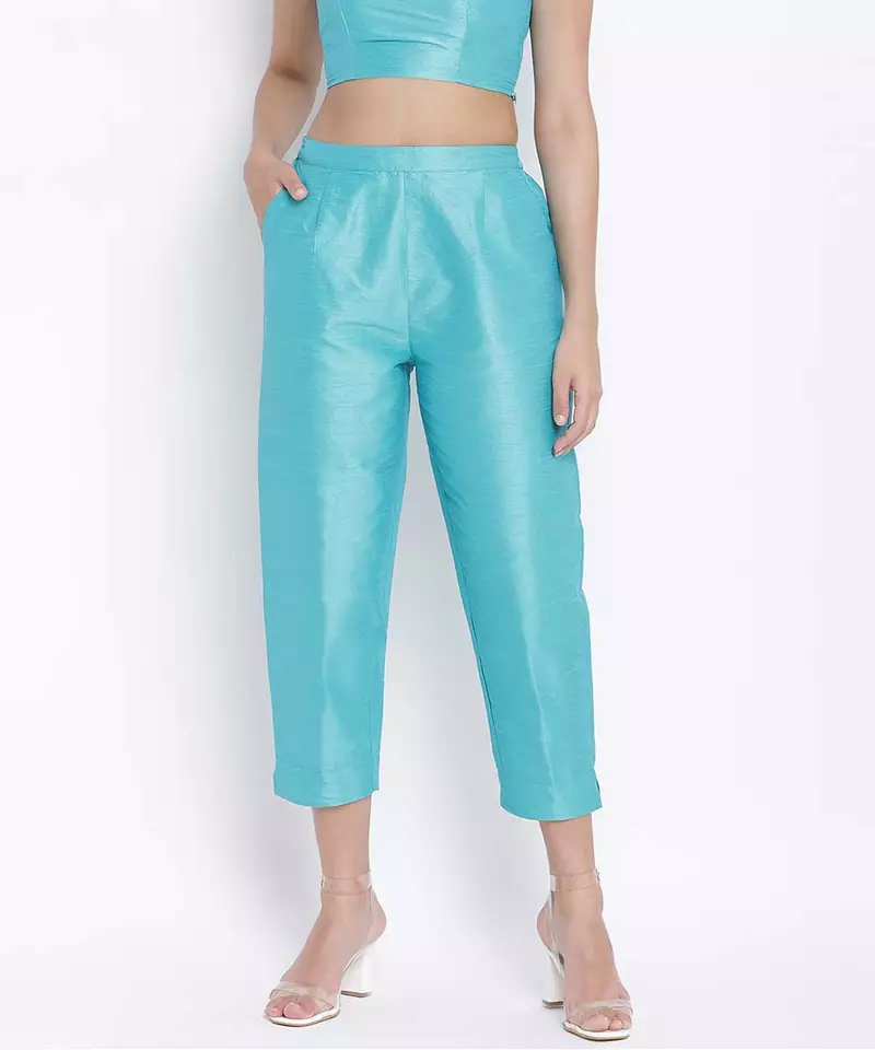 Bablling turq Dupion silk women pant