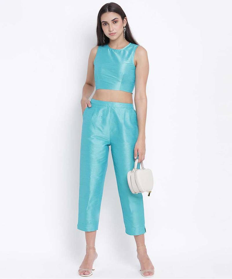 Bablling turq Dupion silk women pant